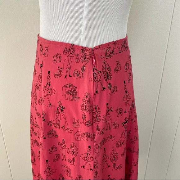 Vintage Pink Black Novelty Print Skirt Shop Till You Drop Sheer Spellout Size S - Picture 10 of 16
